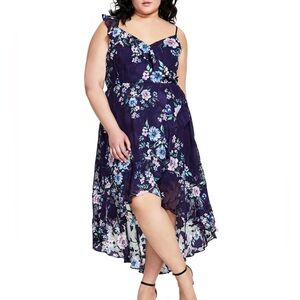 BCX Women’s Plus Daytime Hi-Low Sundress Blue Multi $79 Retail NWT